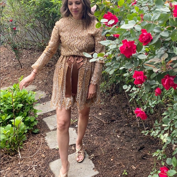 Vintage Gold Lace Pant Suit - Picture 4 of 10